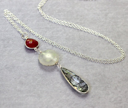 Long Quartz Teardrop Necklace