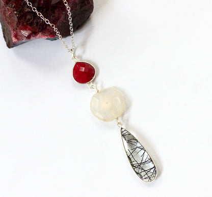 Long Quartz Teardrop Necklace