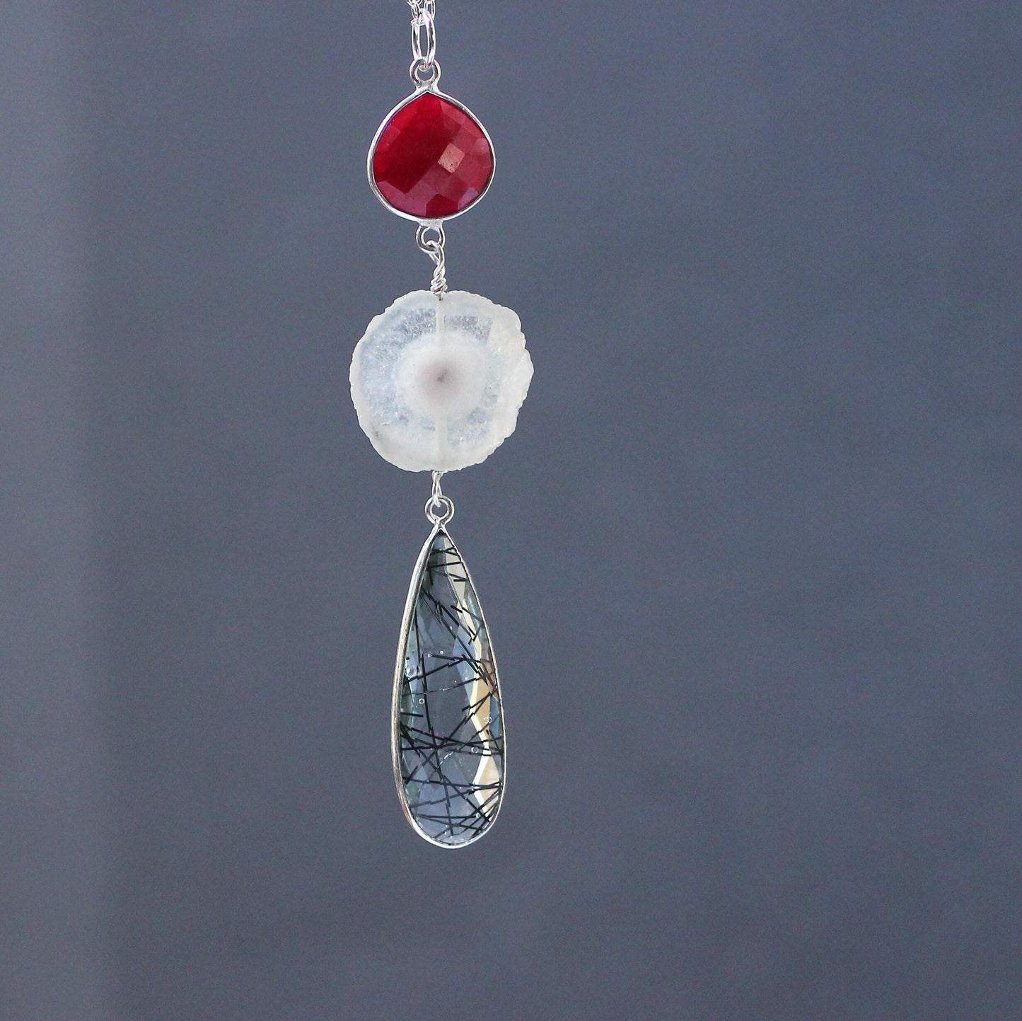 Long Quartz Teardrop Necklace