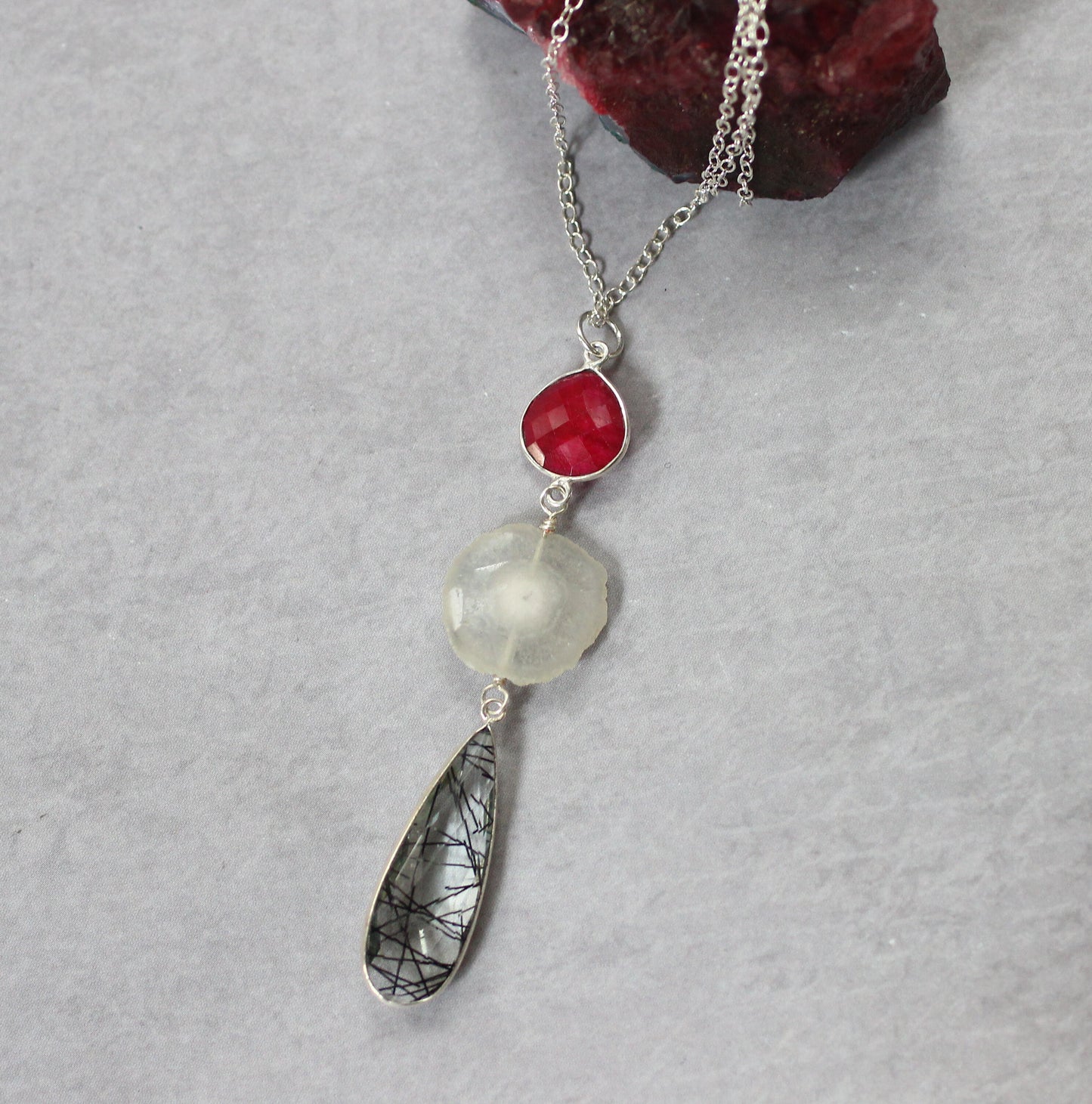 Long Quartz Teardrop Necklace
