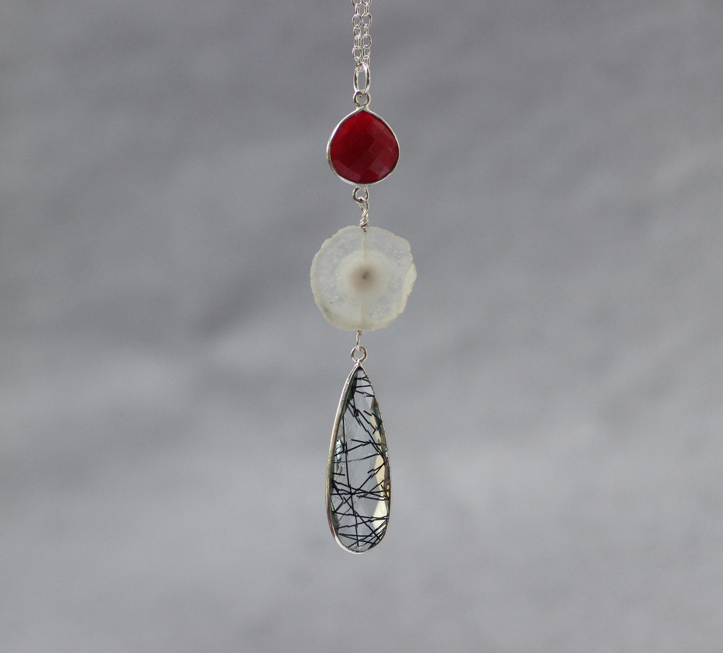 Long Quartz Teardrop Necklace