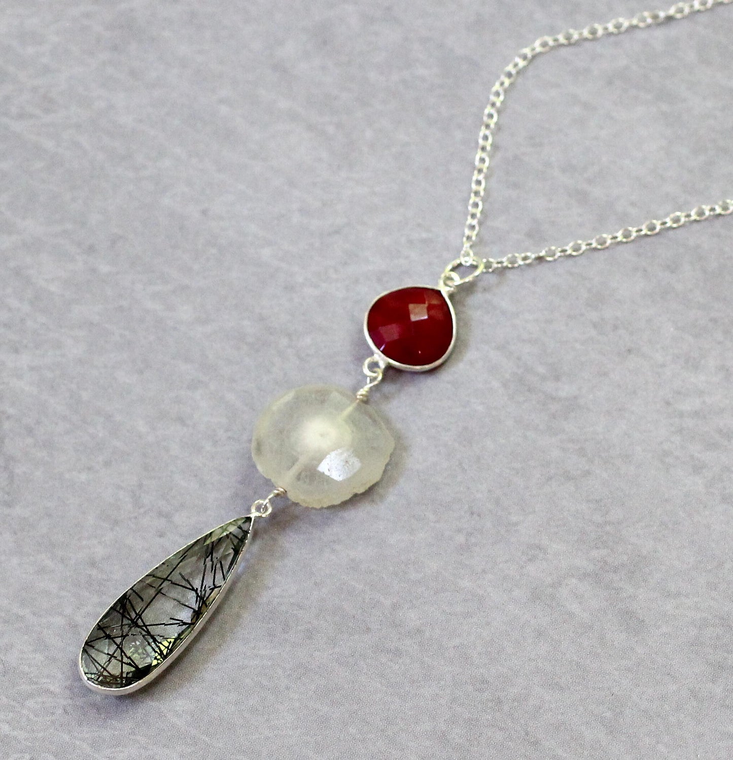 Long Quartz Teardrop Necklace