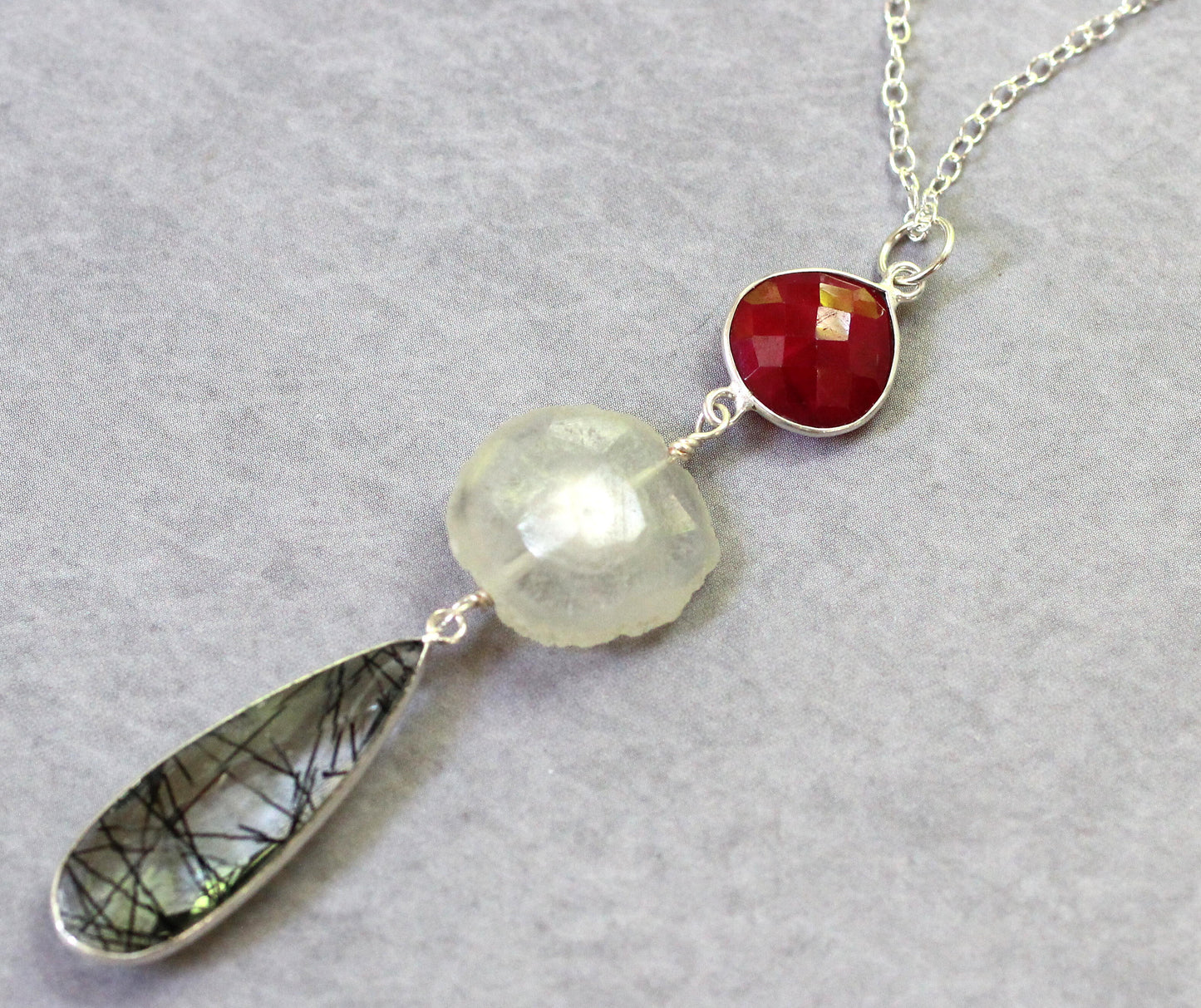 Long Quartz Teardrop Necklace