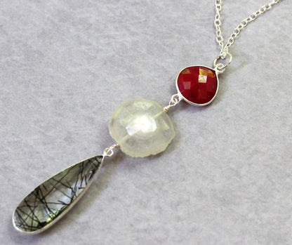 Long Quartz Teardrop Necklace