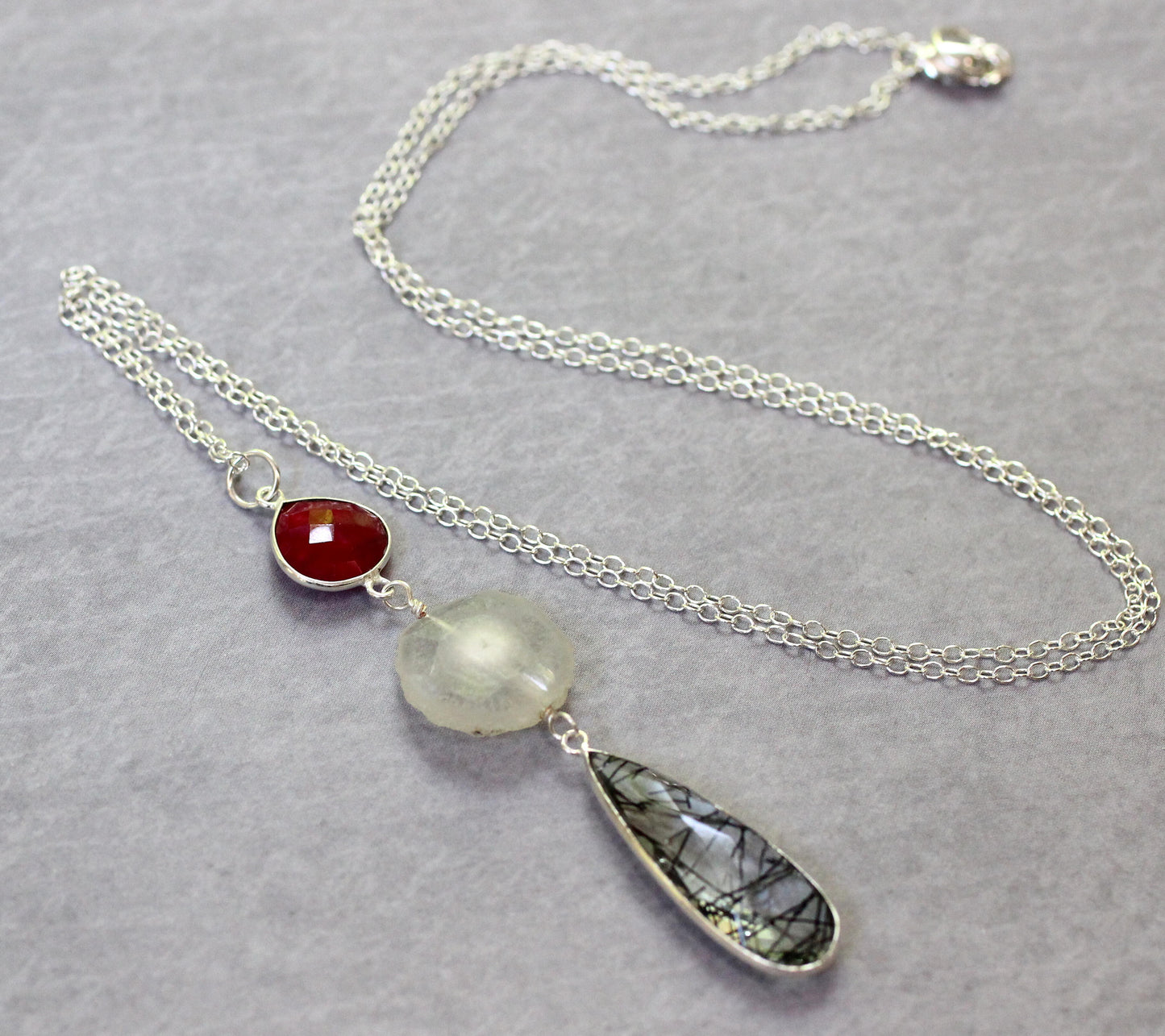 Long Quartz Teardrop Necklace