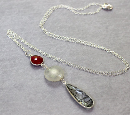 Long Quartz Teardrop Necklace