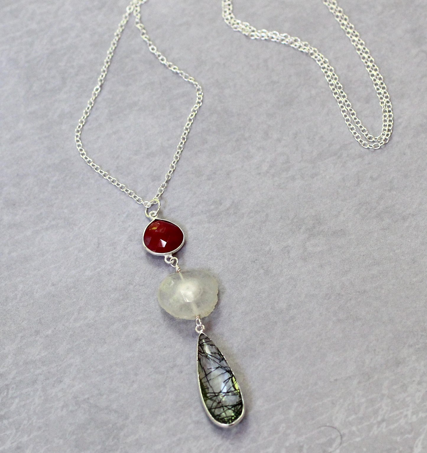 Long Quartz Teardrop Necklace