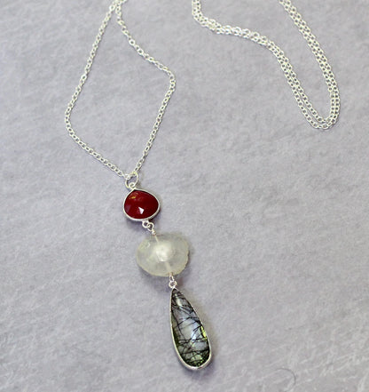 Long Quartz Teardrop Necklace