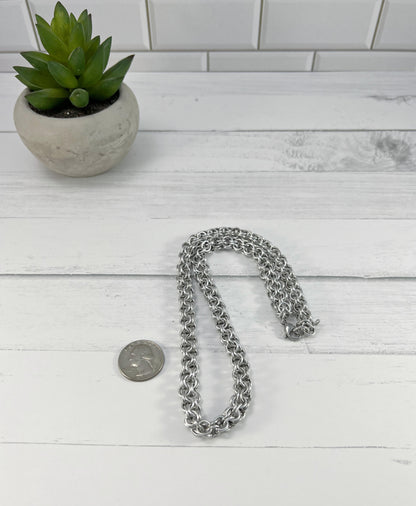 Inverted Round Chainmaille Necklace, Aluminum Chain, 18-26 Inch