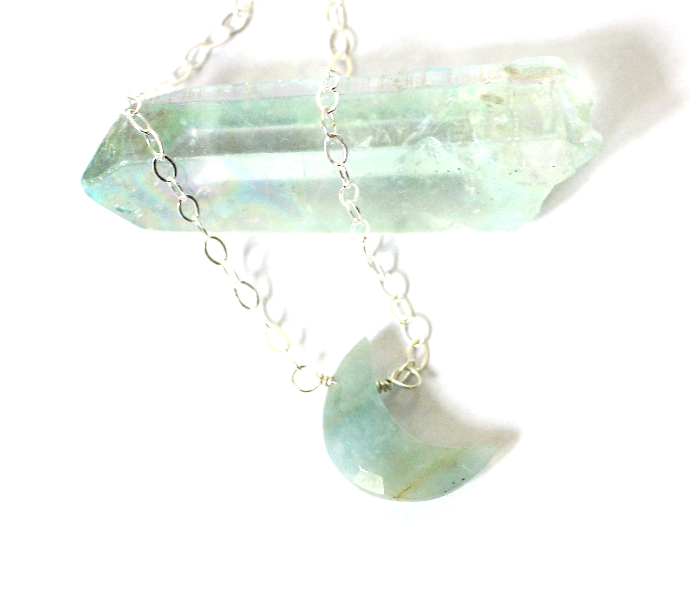 Aquamarine Crescent Necklace