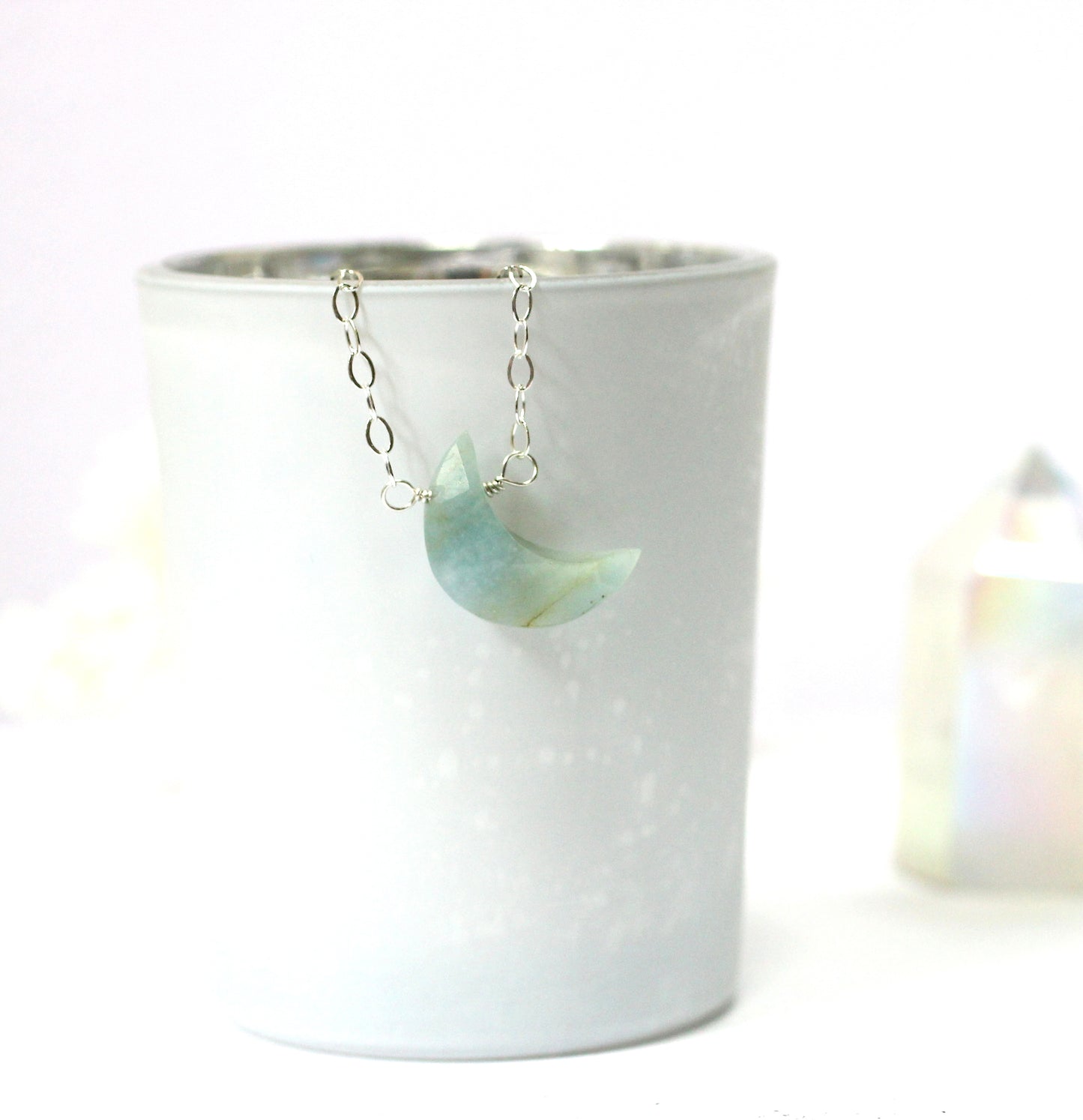 Aquamarine Crescent Necklace