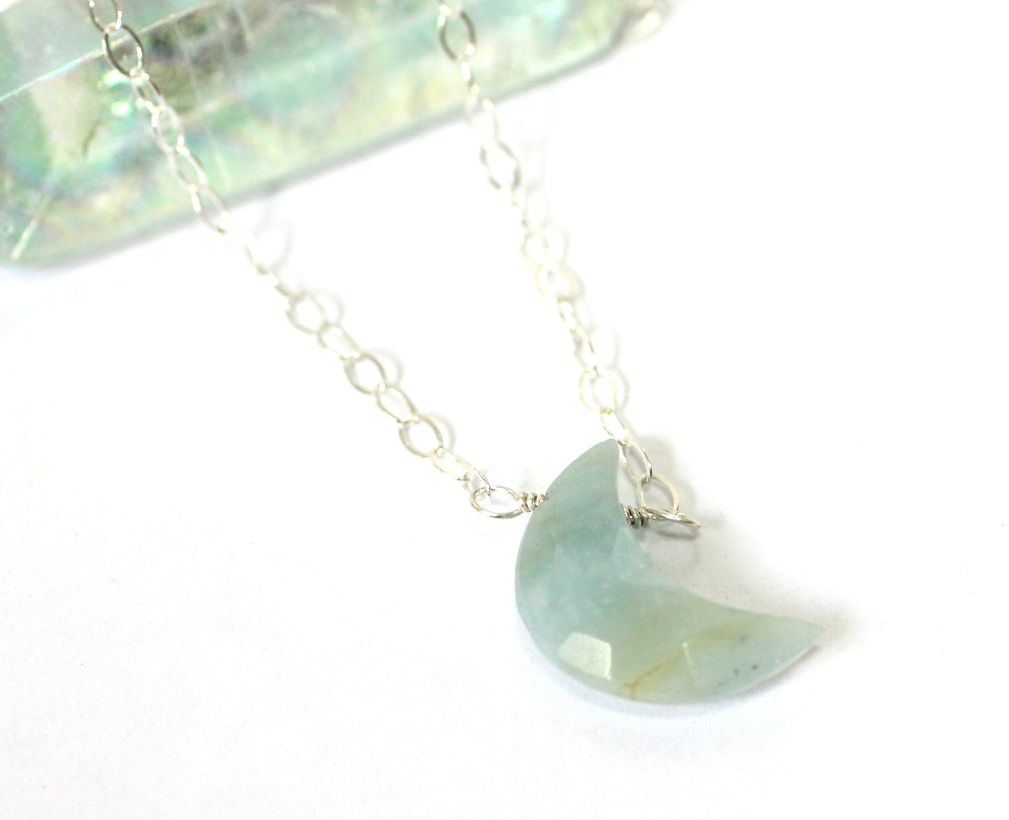 Aquamarine Crescent Necklace