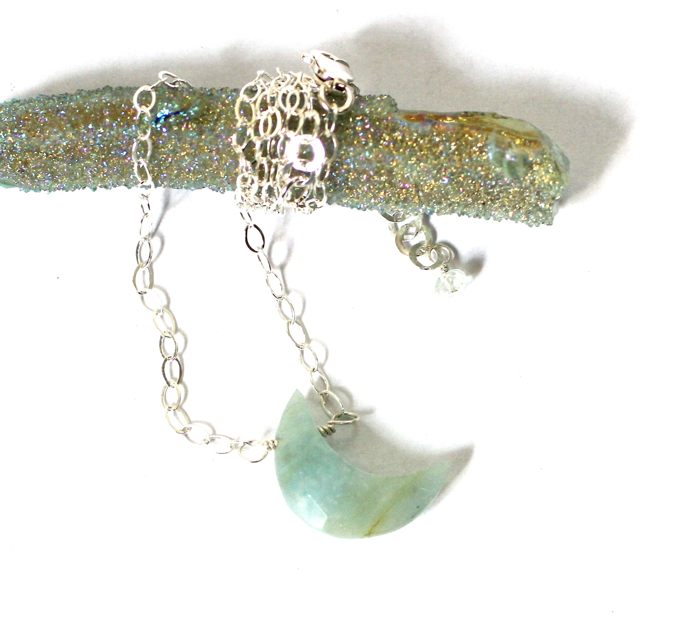 Aquamarine Crescent Necklace