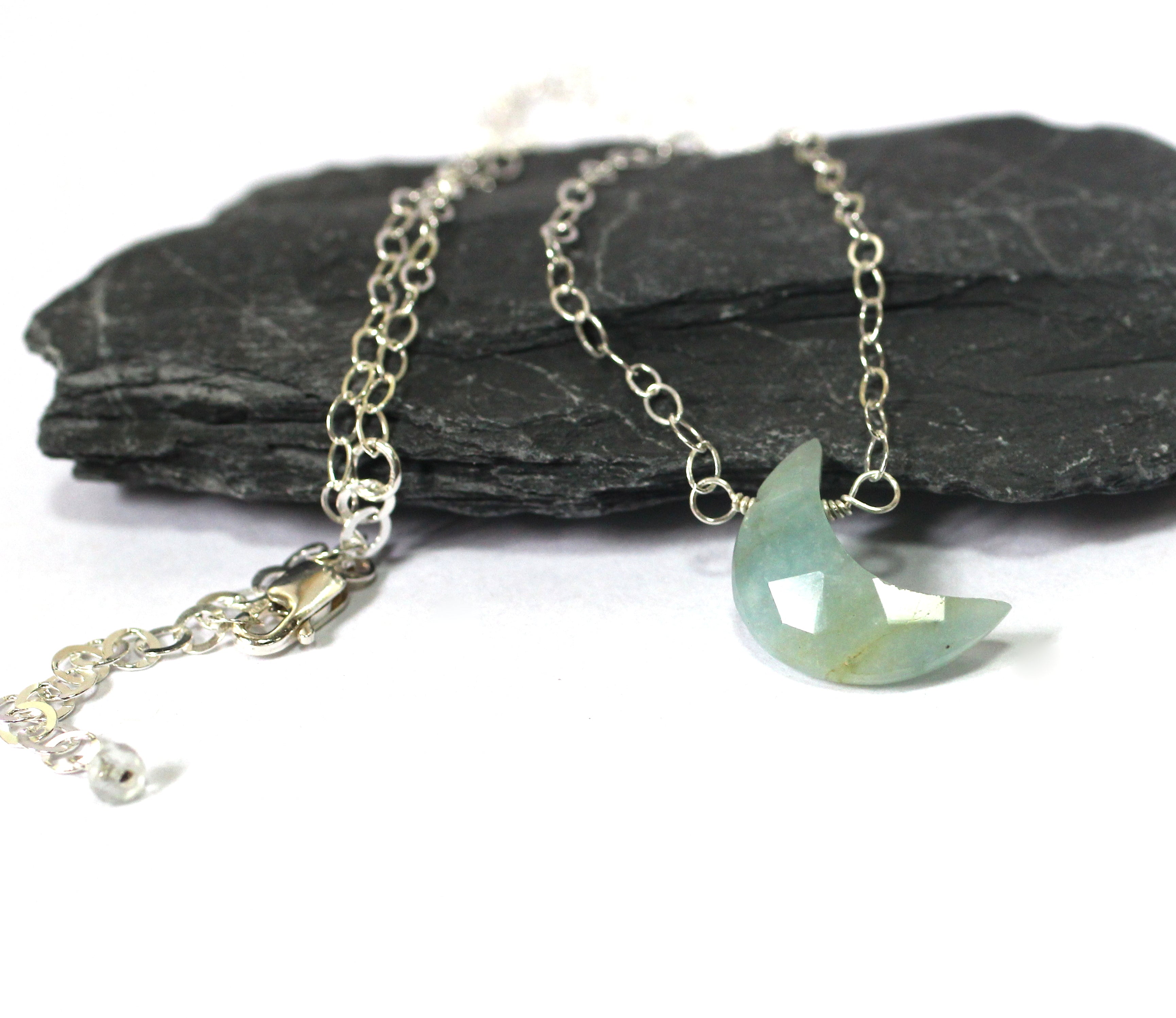 Aquamarine Crescent Necklace