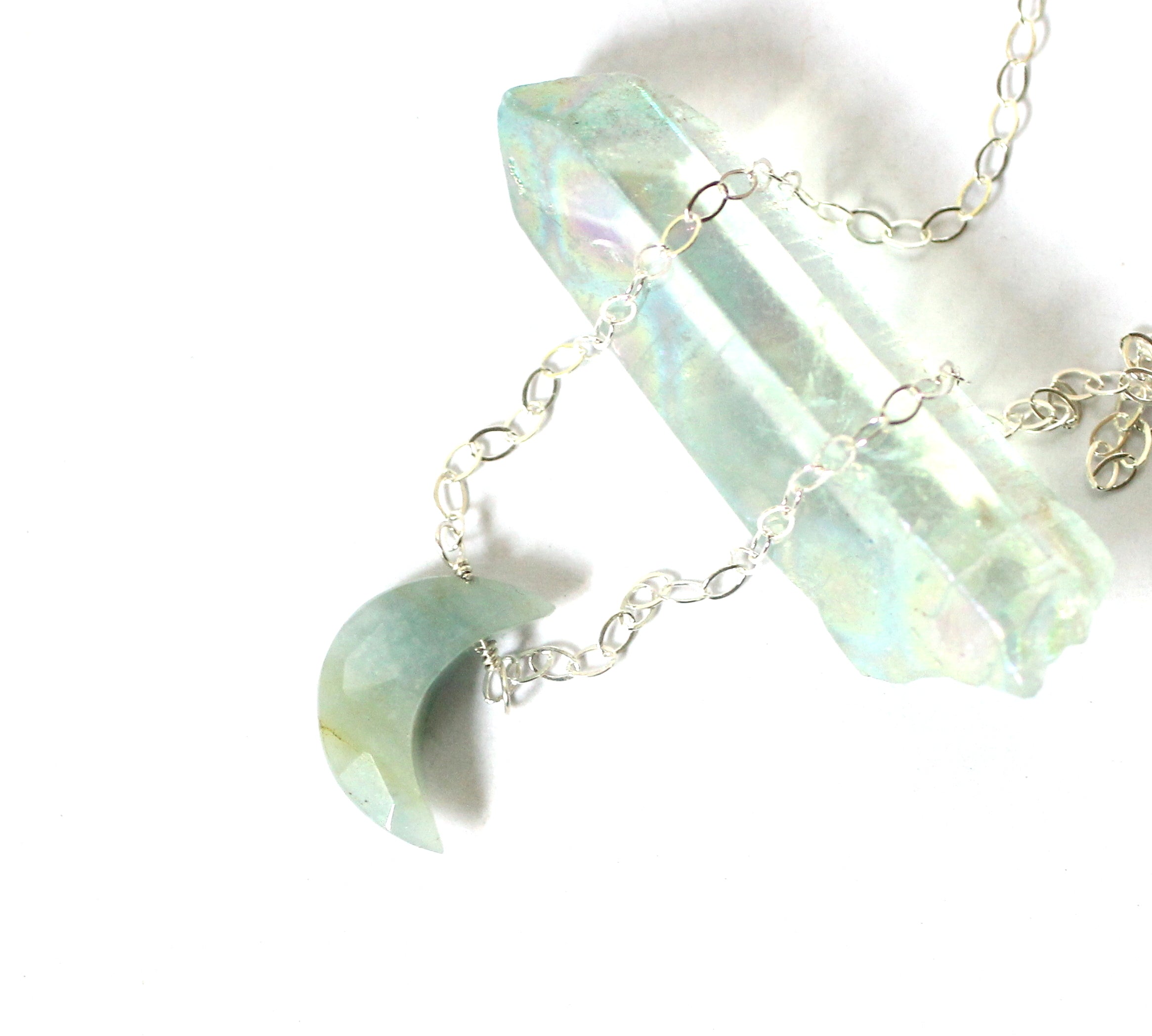 Aquamarine Crescent Necklace