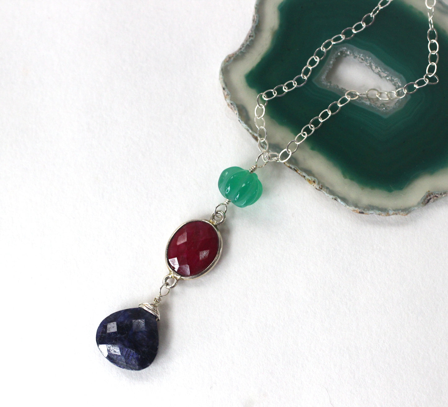 Multi Stone Pendant Necklace