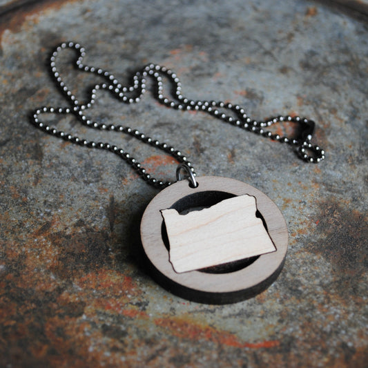 Wooden Oregon State Necklace