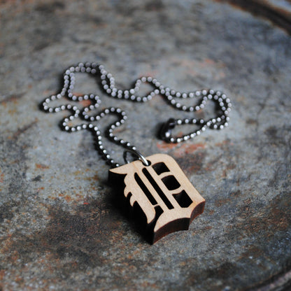 Old English D Necklace Wooden Maple Detroit Jewelry Tigers Pistons Lions Red Wings