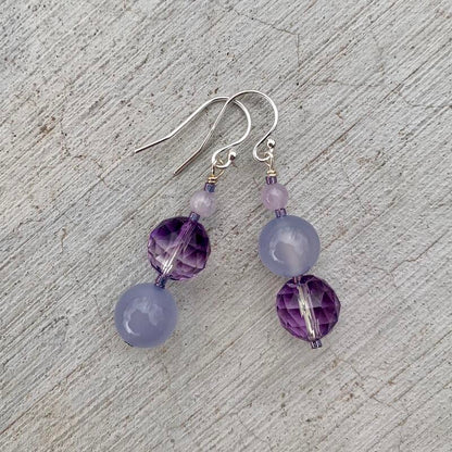 Necklace set | Artisan glass lampwork bunny bead, ametrine, grape chalcedony, Cape amethyst, vintage Japanese glass beads