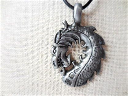 Dragon Head Pendant on Leather Cord