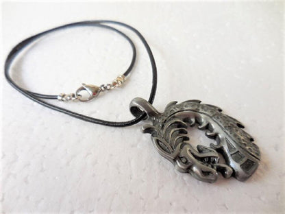 Dragon Head Pendant on Leather Cord