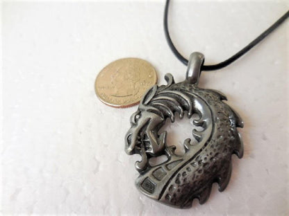 Dragon Head Pendant on Leather Cord