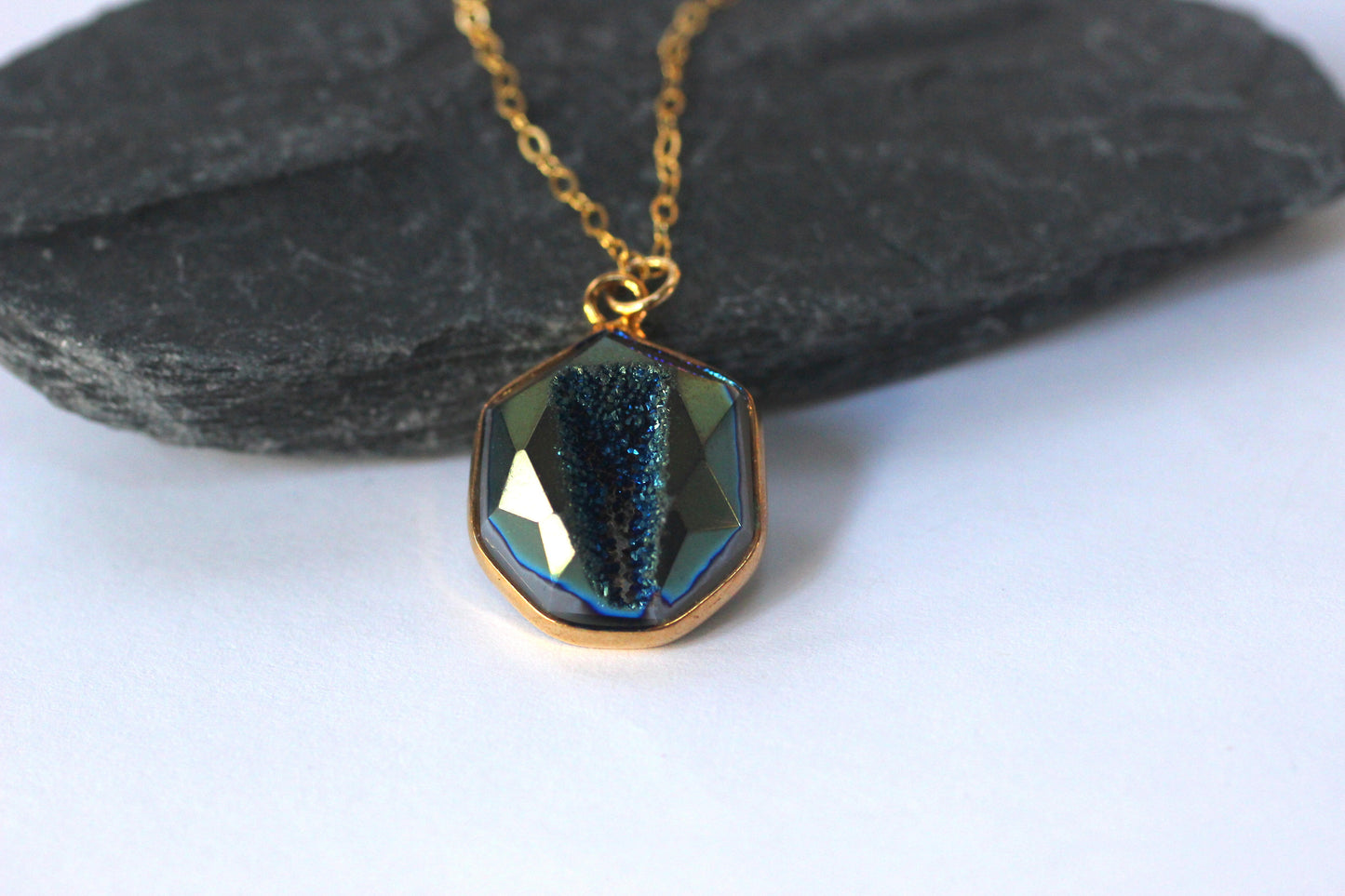 Teal Geode Necklace