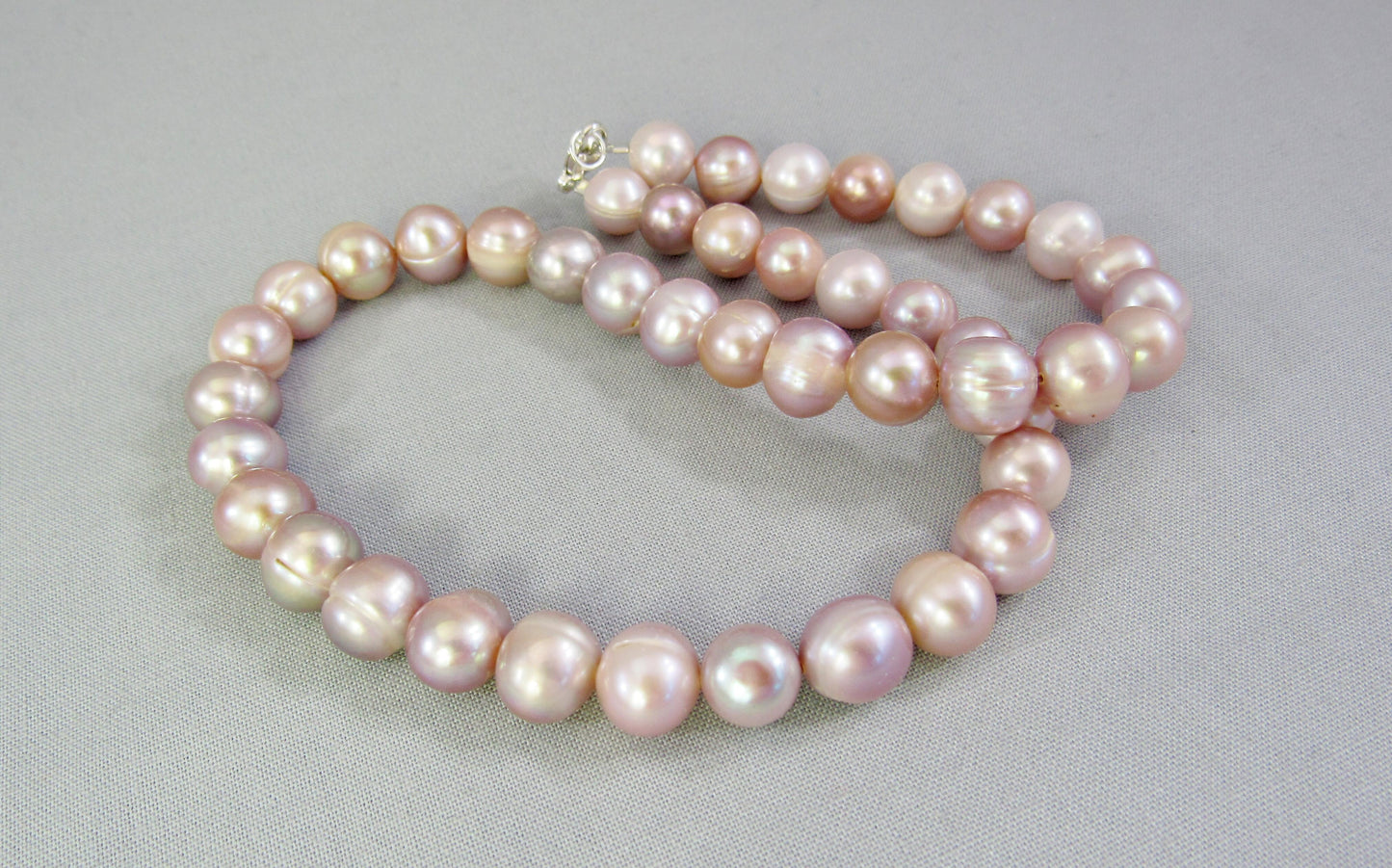 Real Pink Pearl Bead Necklace, Off Round Freshwater Pearl Jewelry, Large Bead Everyday Elegant Style, Natural Light Pink to Mauve Collar Necklace