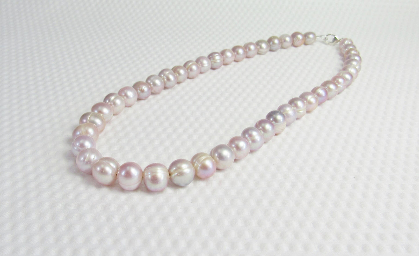 Real Pink Pearl Bead Necklace, Off Round Freshwater Pearl Jewelry, Large Bead Everyday Elegant Style, Natural Light Pink to Mauve Collar Necklace