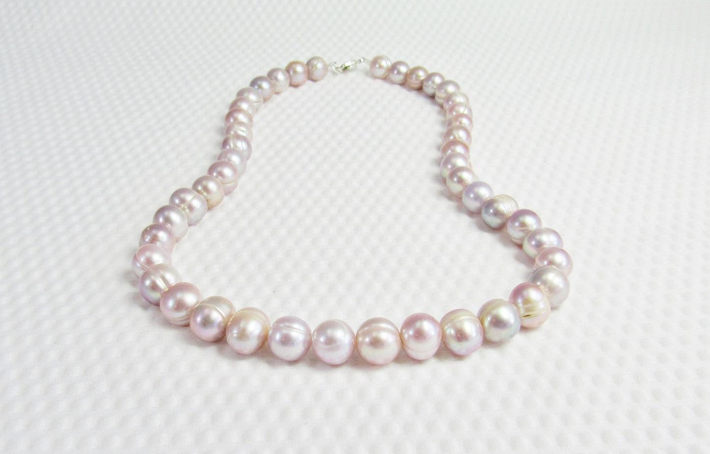 Real Pink Pearl Bead Necklace, Off Round Freshwater Pearl Jewelry, Large Bead Everyday Elegant Style, Natural Light Pink to Mauve Collar Necklace