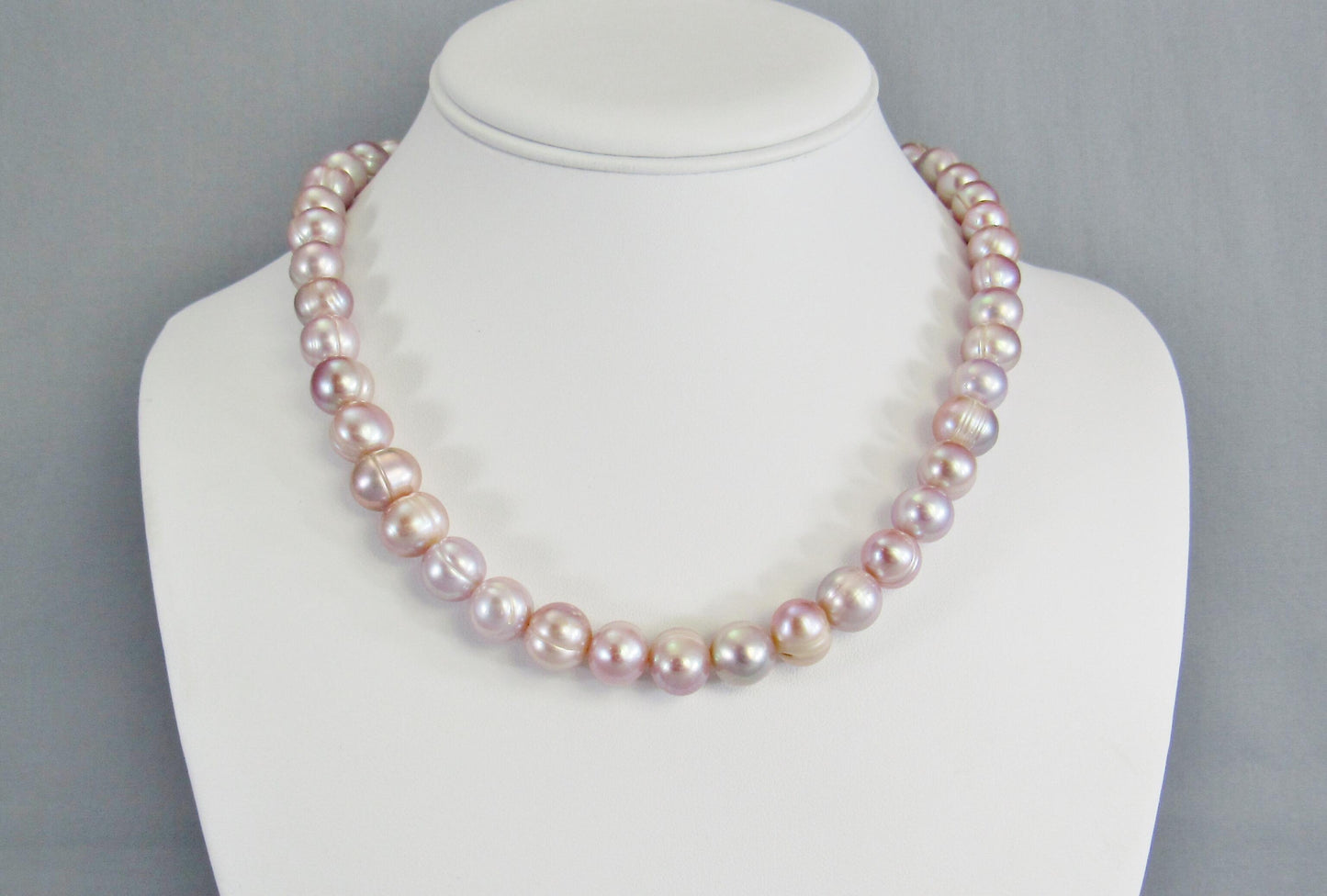 Real Pink Pearl Bead Necklace, Off Round Freshwater Pearl Jewelry, Large Bead Everyday Elegant Style, Natural Light Pink to Mauve Collar Necklace