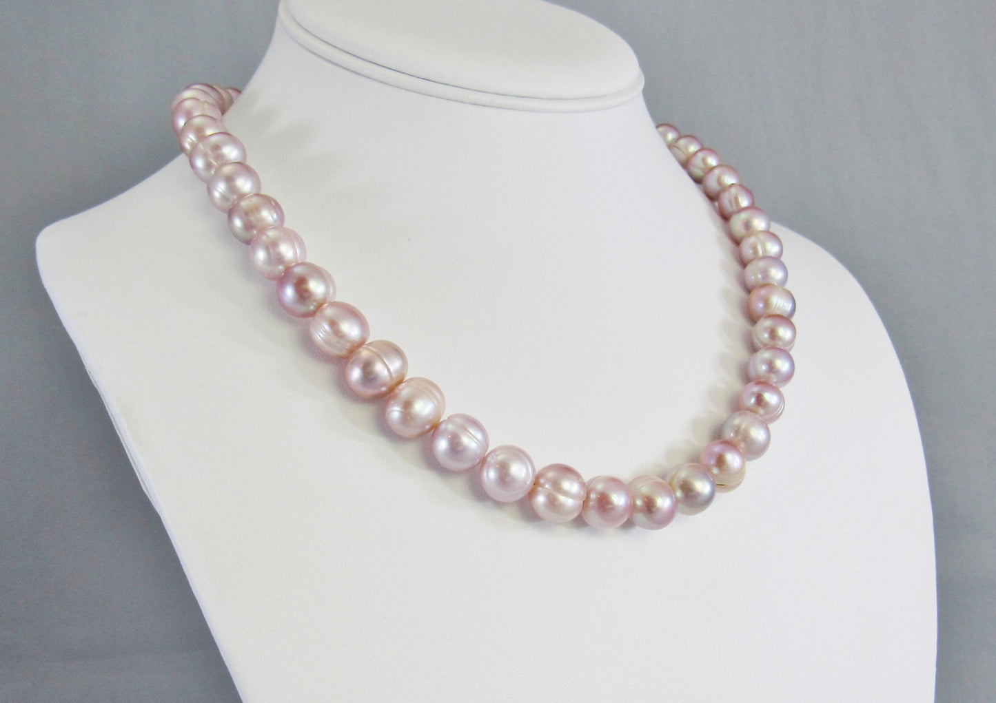 Real Pink Pearl Bead Necklace, Off Round Freshwater Pearl Jewelry, Large Bead Everyday Elegant Style, Natural Light Pink to Mauve Collar Necklace