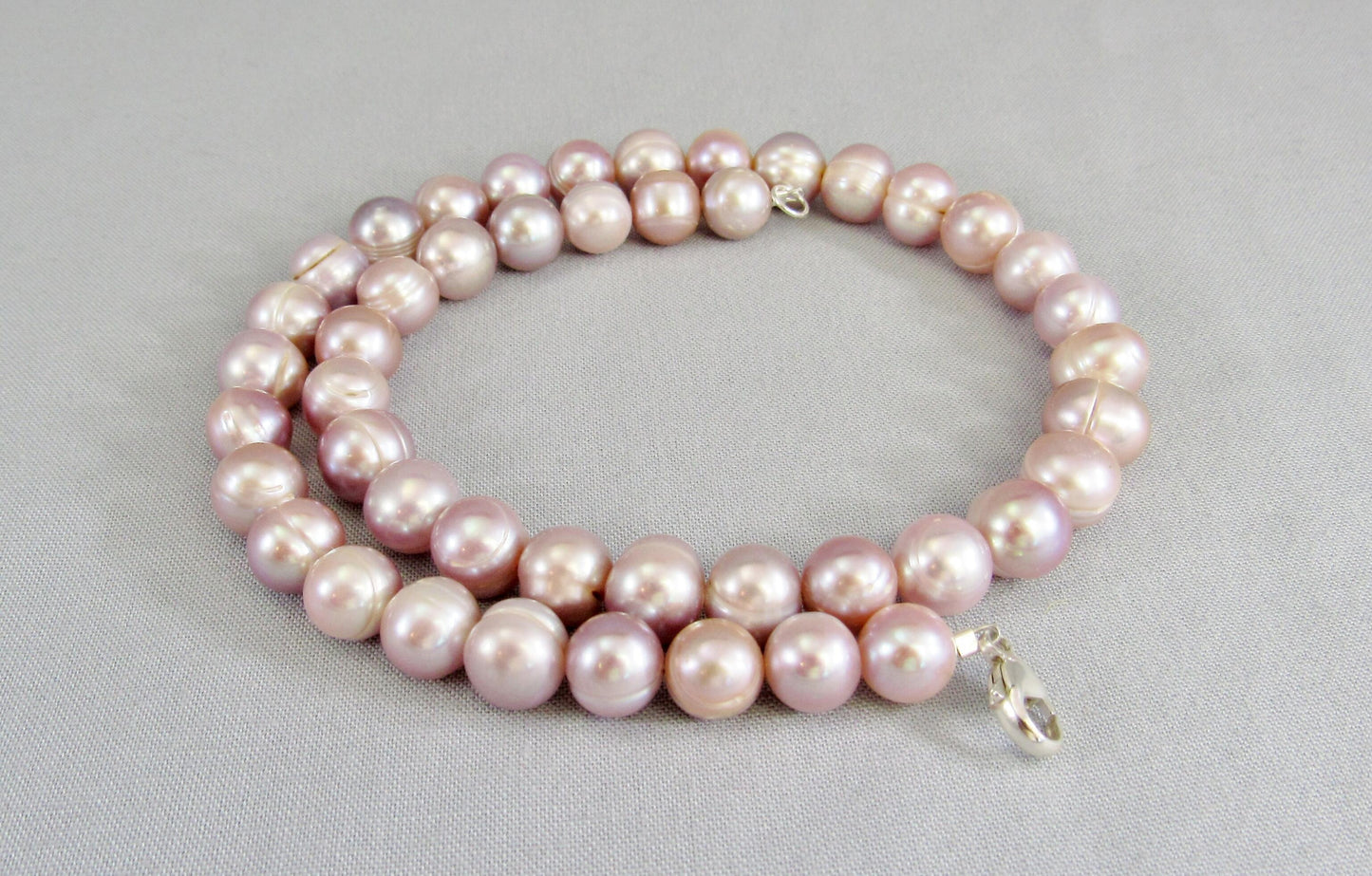 Real Pink Pearl Bead Necklace, Off Round Freshwater Pearl Jewelry, Large Bead Everyday Elegant Style, Natural Light Pink to Mauve Collar Necklace