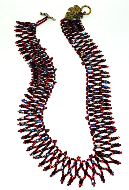 Handmade Red Queen of the Nile Netting Statement Necklace