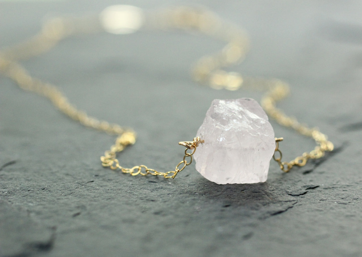 Raw Rose Quartz Necklace