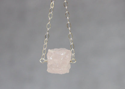 Raw Rose Quartz Necklace
