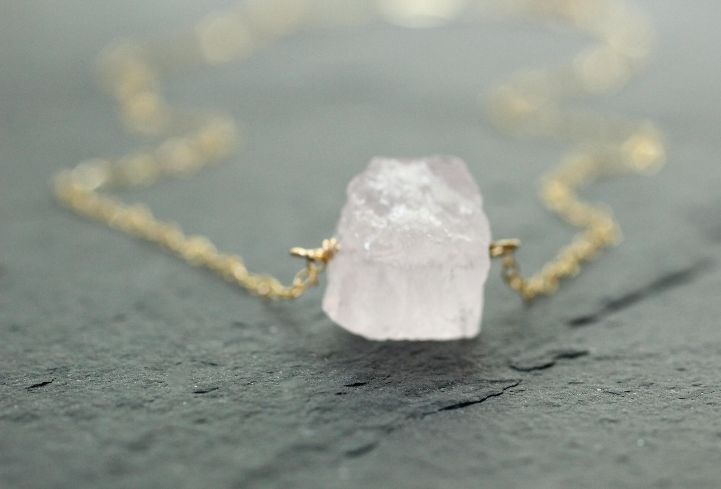 Raw Rose Quartz Necklace