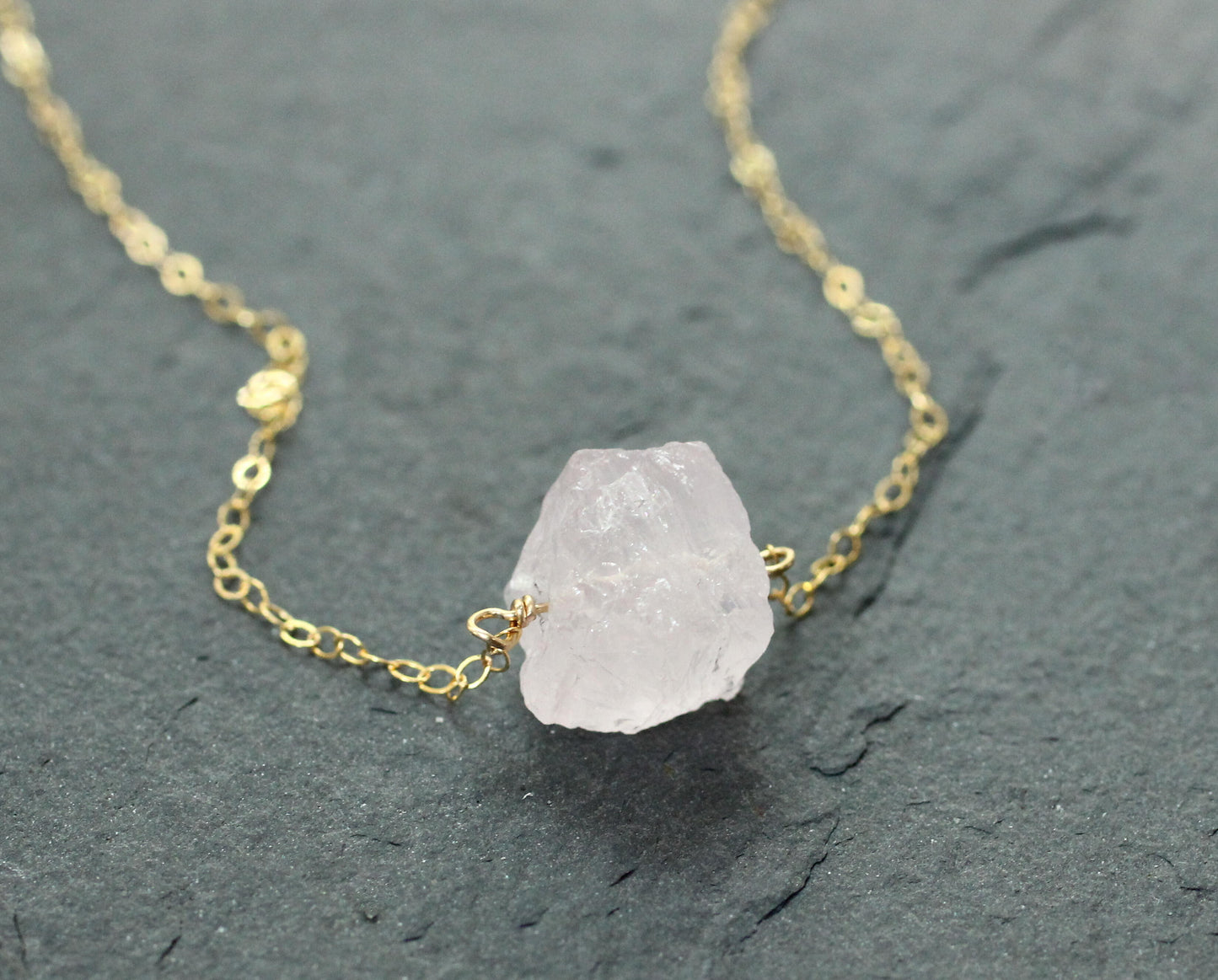 Raw Rose Quartz Necklace
