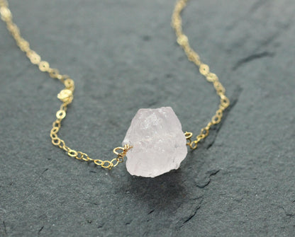 Raw Rose Quartz Necklace