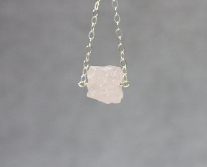 Raw Rose Quartz Necklace