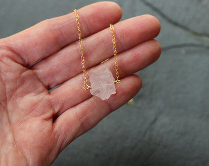 Raw Rose Quartz Necklace