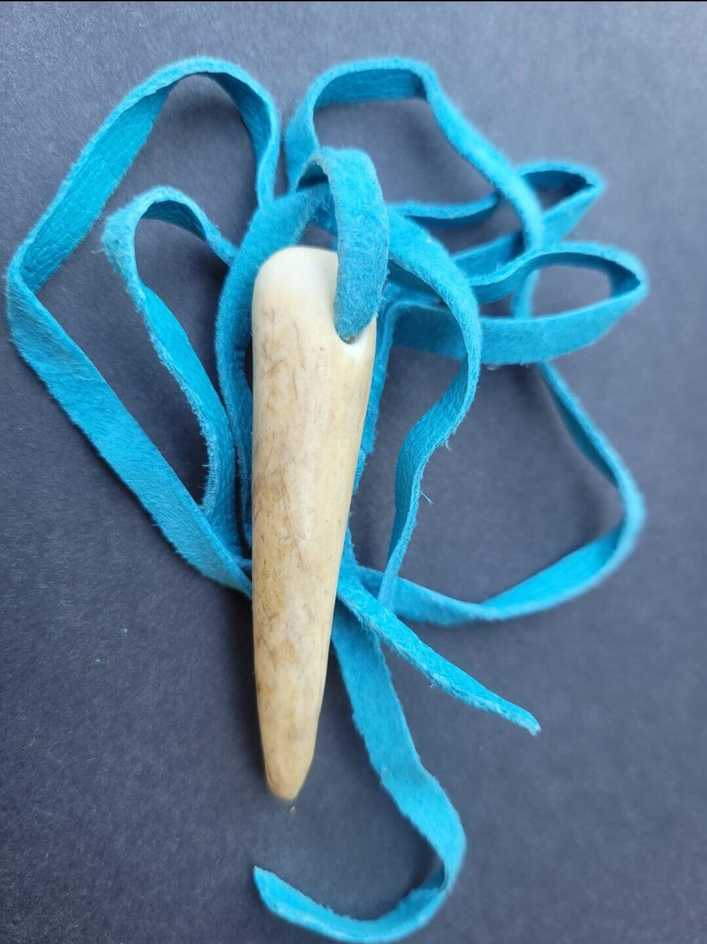 Antler on hand cut leather strip