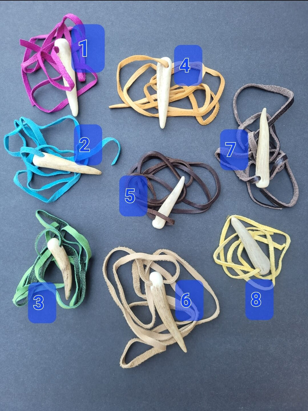 Antler on hand cut leather strip