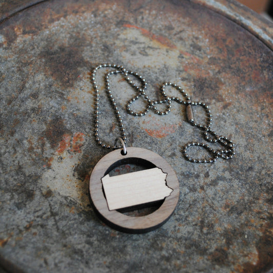 Wooden Pennsylvania State Necklace