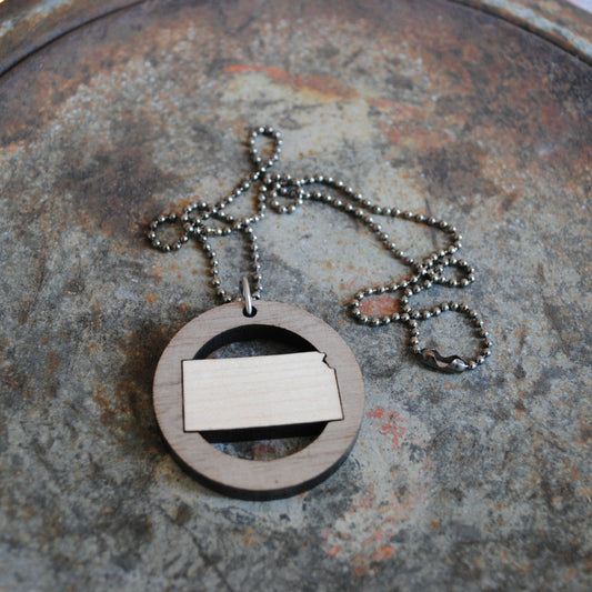 Wooden Kansas State Necklace
