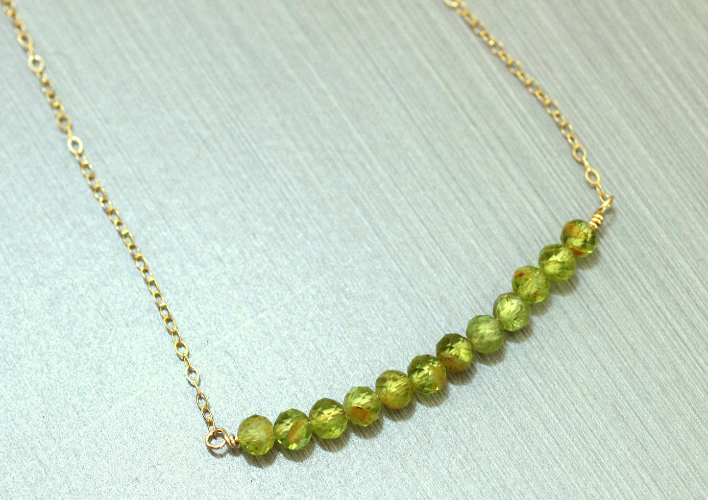 Peridot Bead Bar Necklace