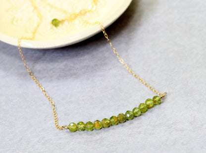 Peridot Bead Bar Necklace
