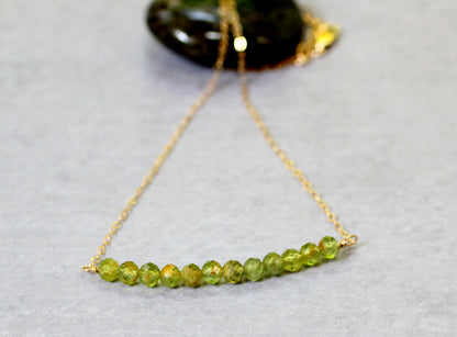 Peridot Bead Bar Necklace