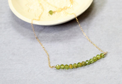 Peridot Bead Bar Necklace