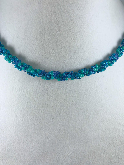 Dolphin Pendant Necklace, Beaded Spiral Rope, 20 Inch